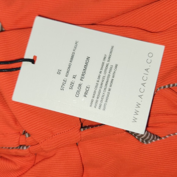 New acacia swimwear red persimmon ribbed kokomo fullpiece one piece swim suit XL - Picture 5 of 11